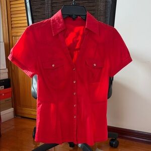 Express Essential Stretch Red Shirt